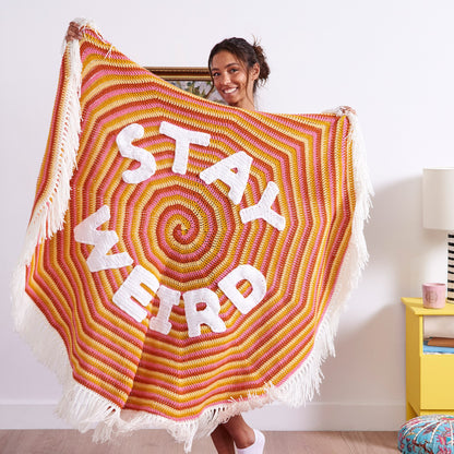 Red Heart Crochet Stay Weird Blanket Crochet Blanket made in Red Heart Yarn
