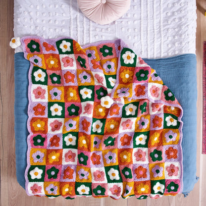 Red Heart Field of Daisies Crochet Blanket Crochet Blanket made in Red Heart Yarn