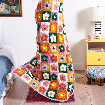 Red Heart Field of Daisies Crochet Blanket Crochet Blanket made in Red Heart Yarn