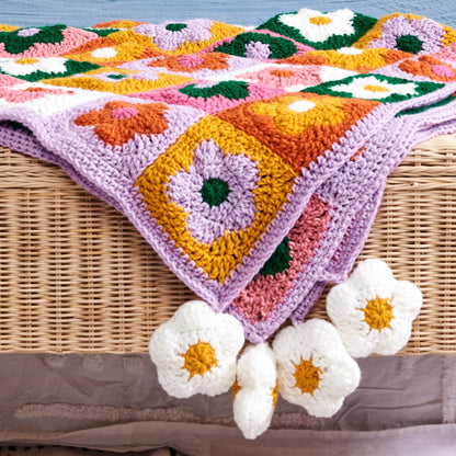 Red Heart Field of Daisies Crochet Blanket Crochet Blanket made in Red Heart Yarn