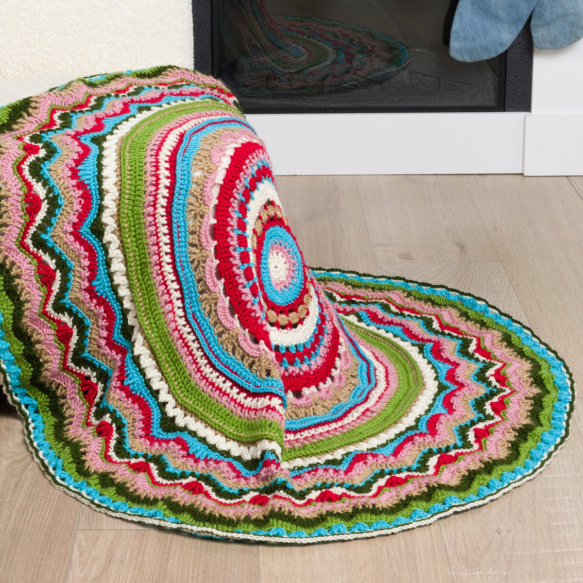 Study Of Christmas Cookies Blanket made using Red Heart yarn