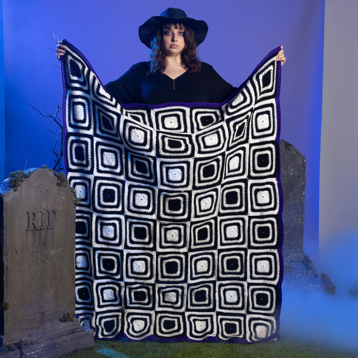In A Trance Crochet Blanket made using Red Heart yarn