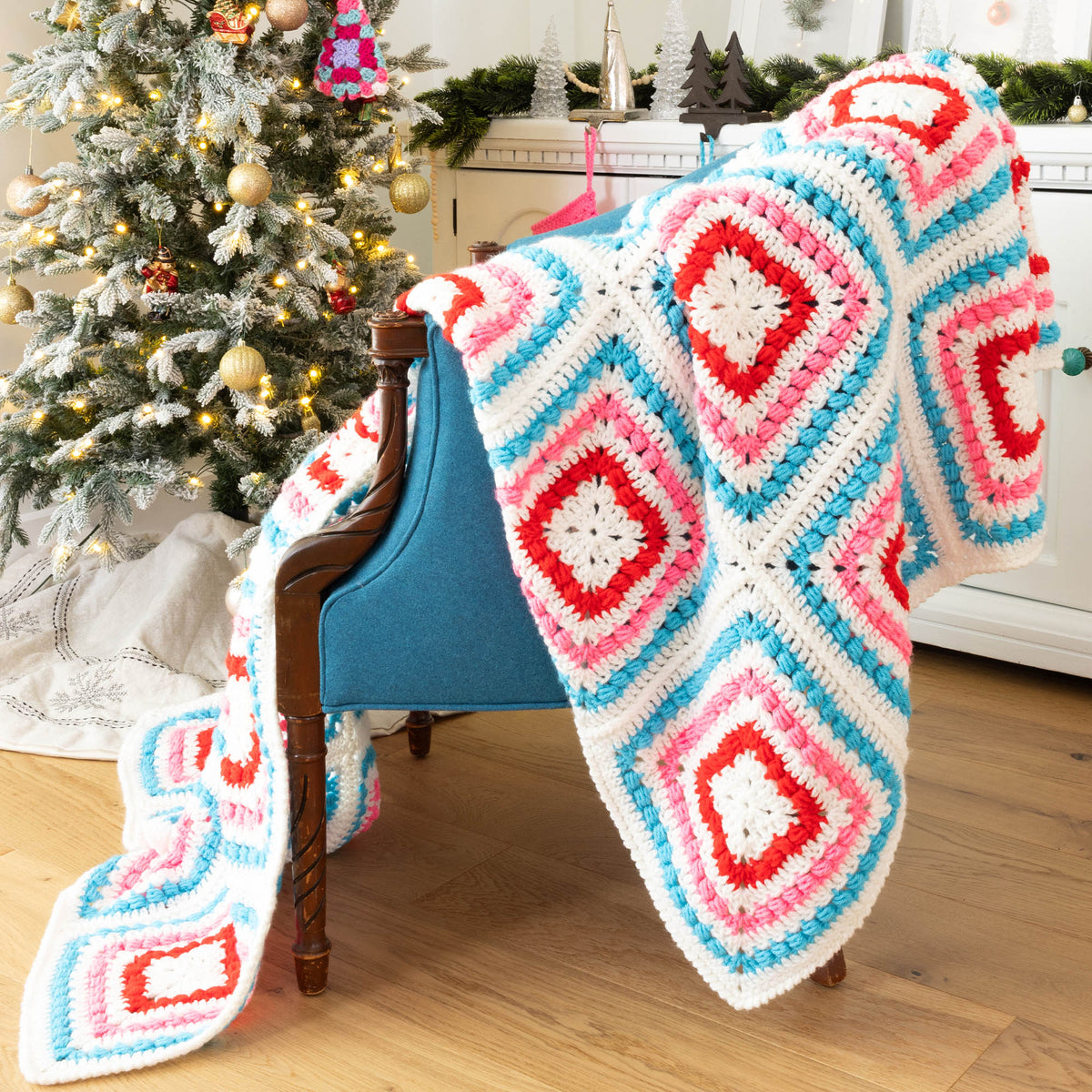 Crochet Holiday Spice Afghan made using Red Heart yarn