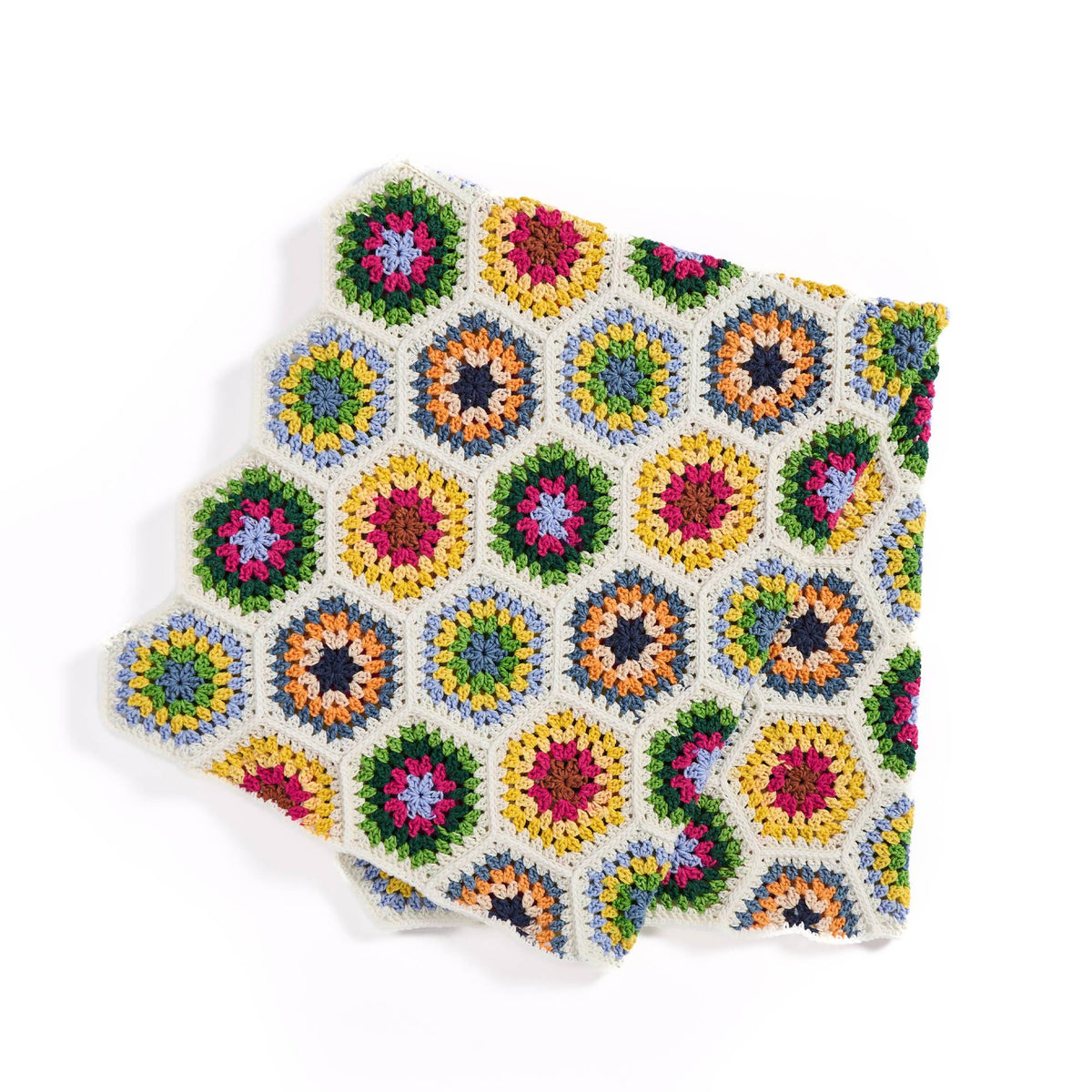 Hexagon Granny Crochet Blanket made using Red Heart yarn