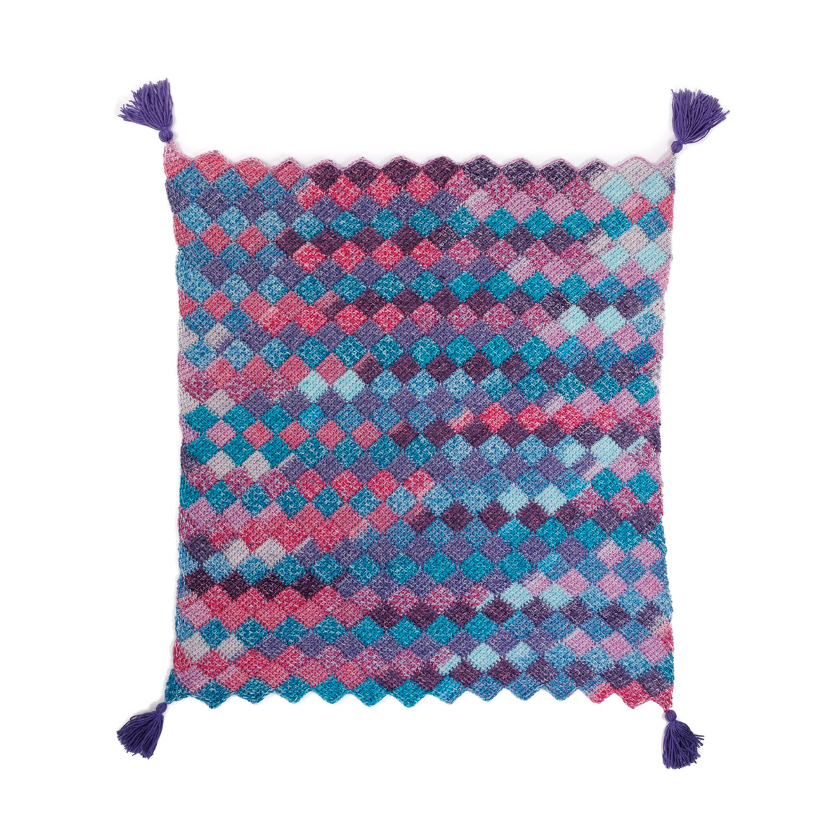 Entrelac Crochet Big Bitty Blanket made using Red Heart yarn