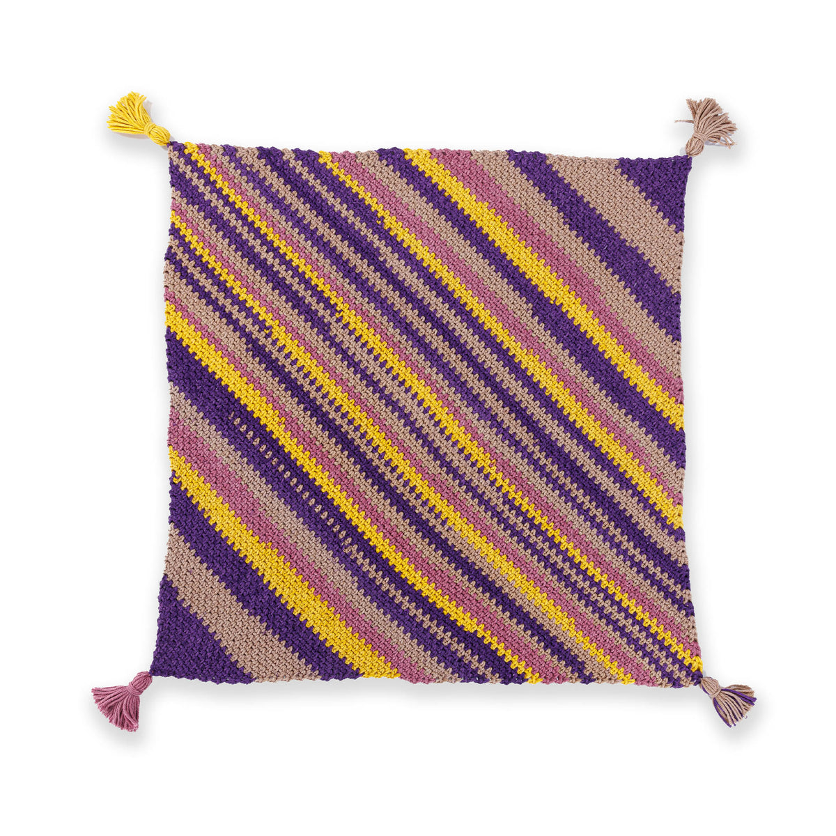 Crochet Super Stripes On-A-Bias Blanket made using Red Heart yarn