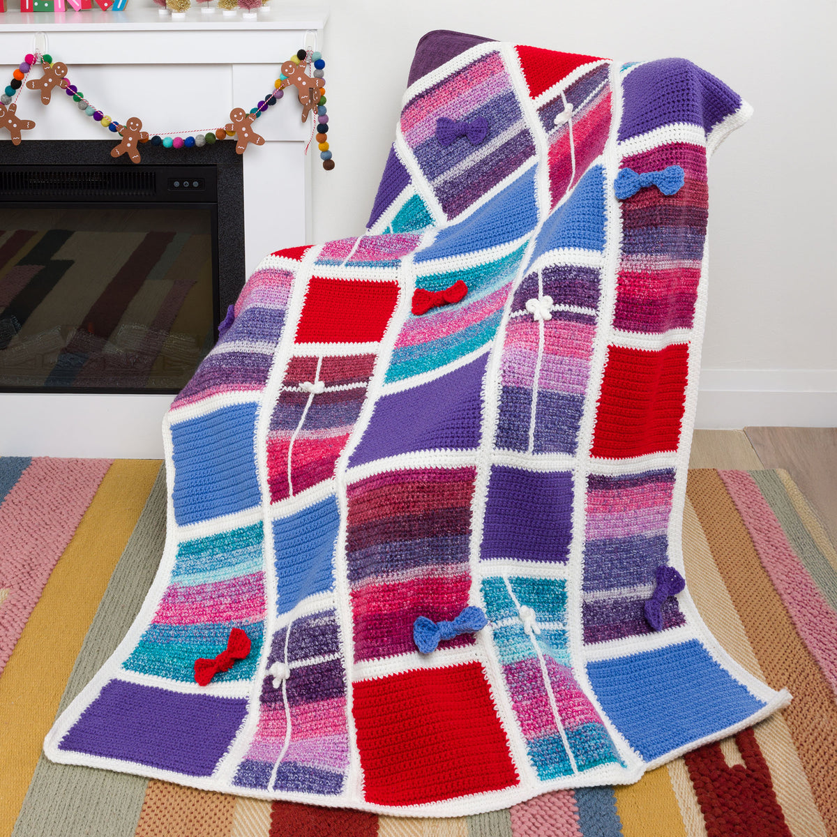 Crochet Wrapped In Gifts Blanket made using Red Heart yarn