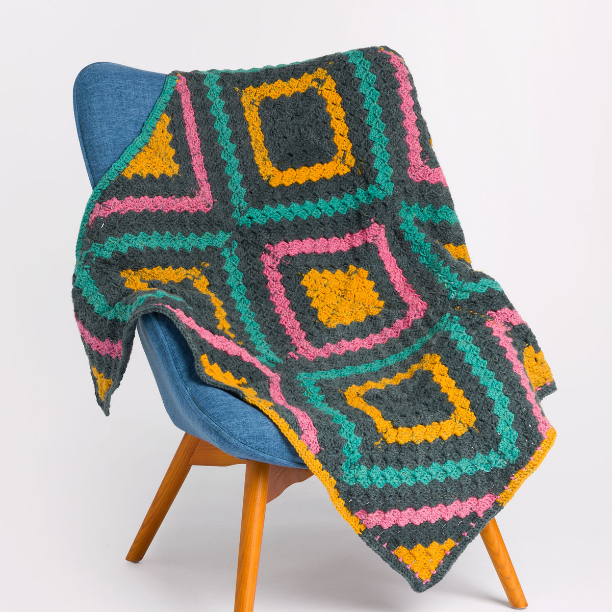 Classic Quilt Crochet Blanket made using Red Heart yarn