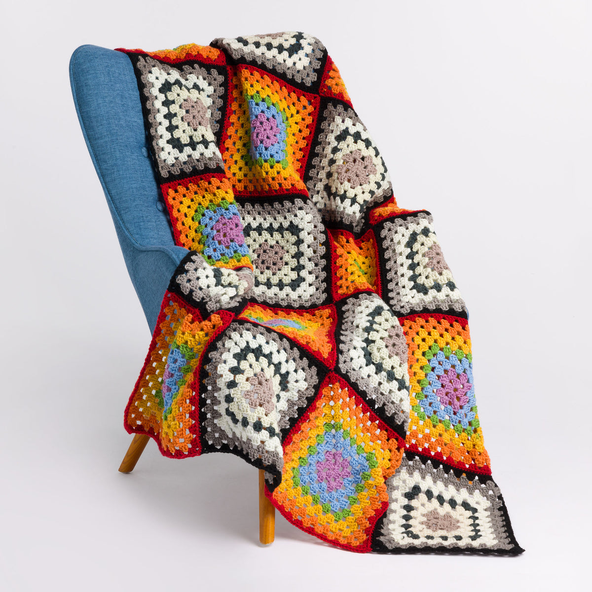 Crochet Groovy Granny Blanket made using Red Heart yarn