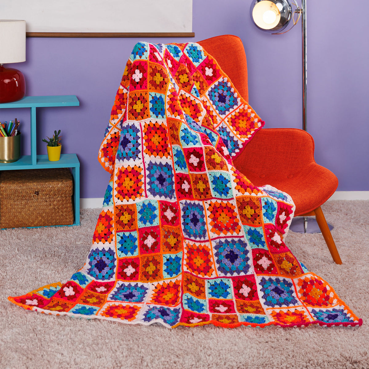 Zippy Stripes Crochet Blanket made using Red Heart yarn