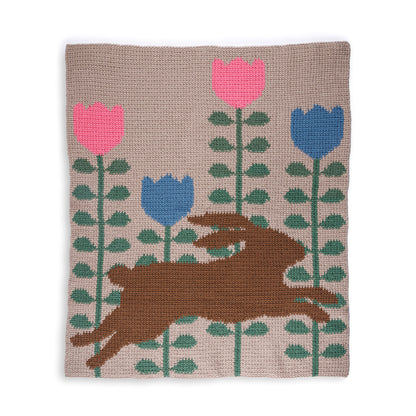 Red Heart Leaping into Spring Crochet Blanket Leaping Into Spring Crochet Blanket made using Red Heart yarn on a white background