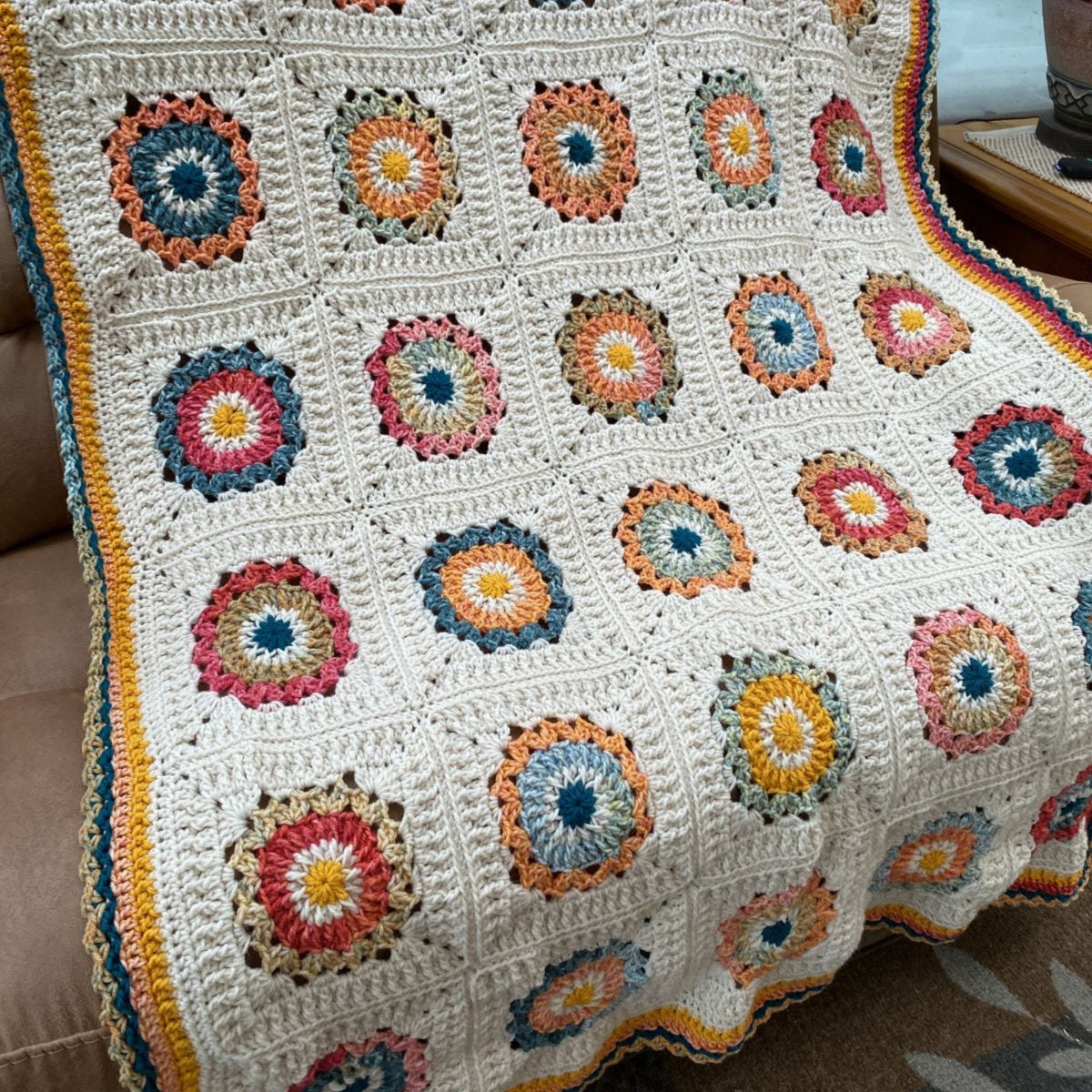 Tranquil Garden Crochet Blanket made using Red Heart yarn