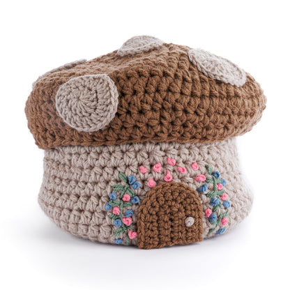 Red Heart Forest Floor Crochet Basket Forest Floor Crochet Basket made using Red Heart yarn in a styled lifestyle setting