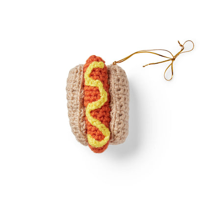 Red Heart Crochet Hot Dog Ornament Crochet Ornament made in Red Heart Super Saver Yarn