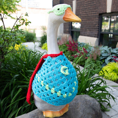 Red Heart Crochet Caped Goose-ader Porch Goose Outfit Red Heart Crochet Caped Goose-ader Porch Goose Outfit