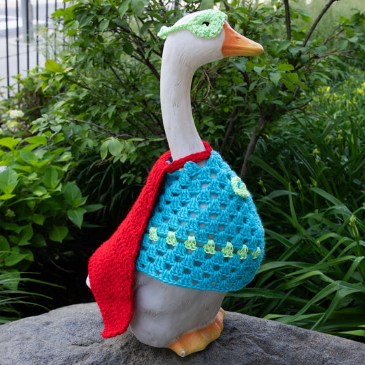 Red Heart Crochet Caped Goose-ader Porch Goose Outfit