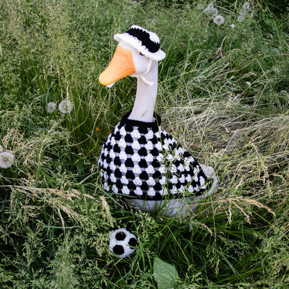 Red Heart Crochet Soccer Fan Porch Goose Outfit Crochet Soccer Fan Porch Goose Outfit made using Red Heart yarn