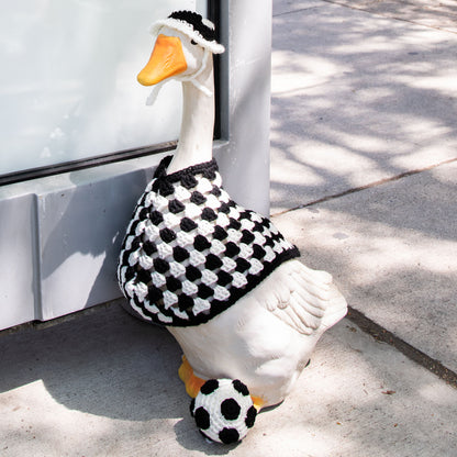 Red Heart Crochet Soccer Fan Porch Goose Outfit Crochet Soccer Fan Porch Goose Outfit made using Red Heart yarn