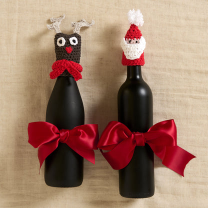 Red Heart Crochet Popping Bottles Festive Toppers Reindeer