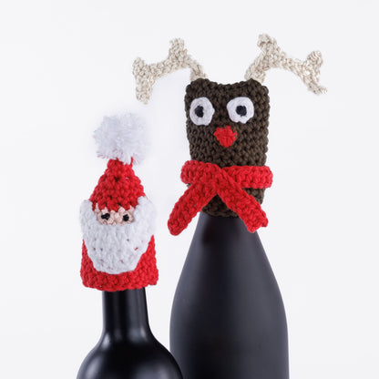 Red Heart Crochet Popping Bottles Festive Toppers Santa