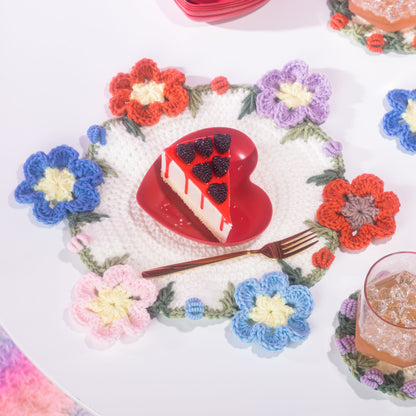 Red Heart Bunch of Flowers Crochet Table Set Bunch Of Flowers Crochet Table Set made using Red Heart yarn