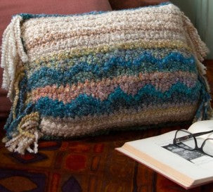 Crochet Southwest Pillow made using Red Heart yarn