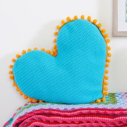 Red Heart Hearts and Poms Crochet Pillow Crochet Pillow made in Red Heart Super Saver Yarn