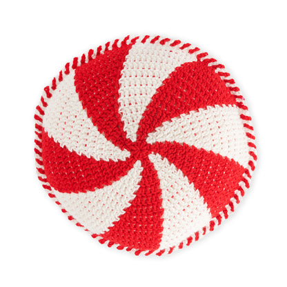 Red Heart Crochet Peppermint Swirl Pillow Crochet Pillow made in Red Heart Super Saver Yarn