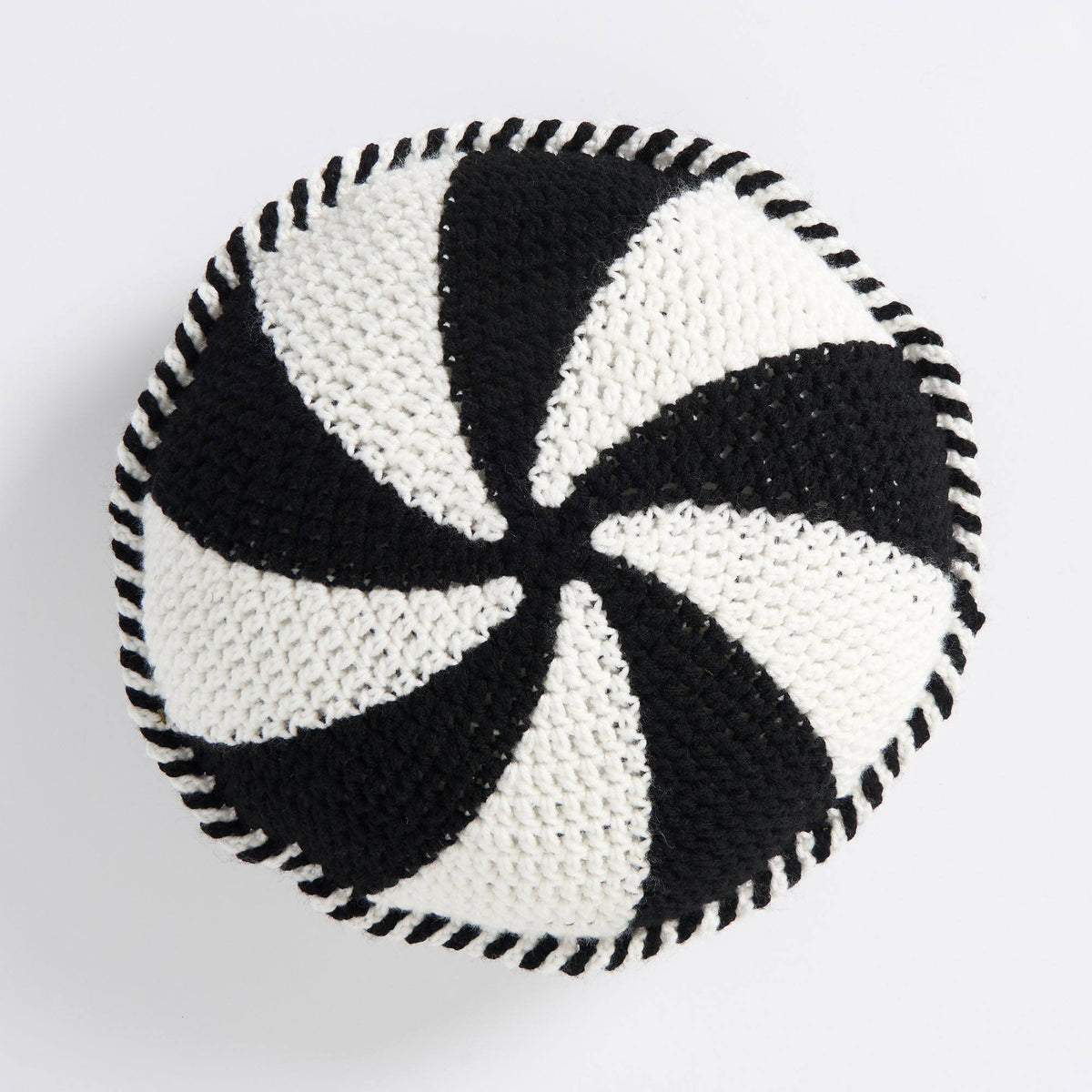 Spooky Swirl Crochet Pillow made using Red Heart yarn