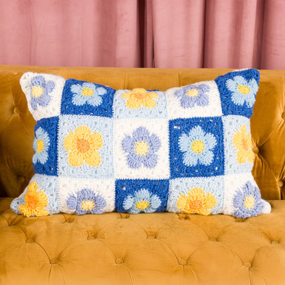 Red Heart Crochet Bluebell Meadow Pillow Crochet Bluebell Meadow Pillow made using Red Heart yarn