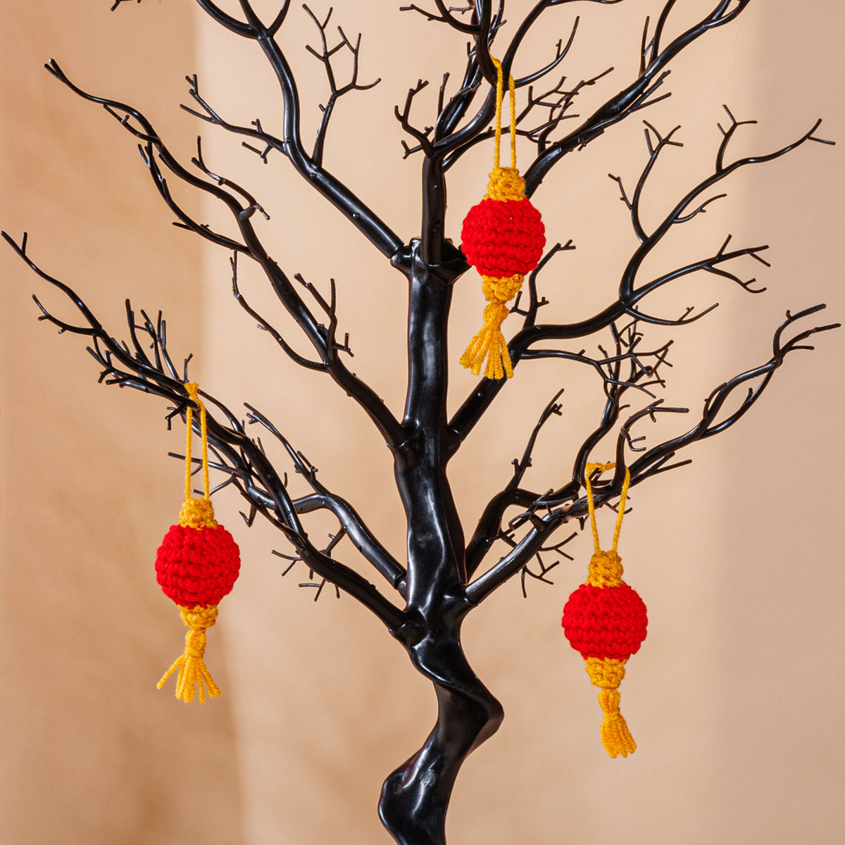 Crochet Lunar Lanterns made using Red Heart yarn