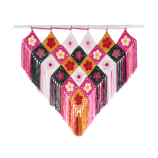 Flower Power Crochet Wall Hanging made using Red Heart yarn