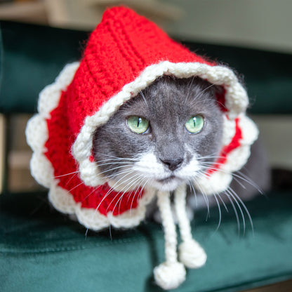 Red Heart Super Saver Crochet Santa Paws Hooded Cape Crochet Cape made in Red Heart Super Saver Yarn
