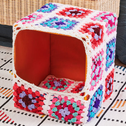 Red Heart Pawsome Patchwork Crochet Granny Square Pet Bed Crochet Pet Bed made in Red Heart All in One Granny Square Yarn