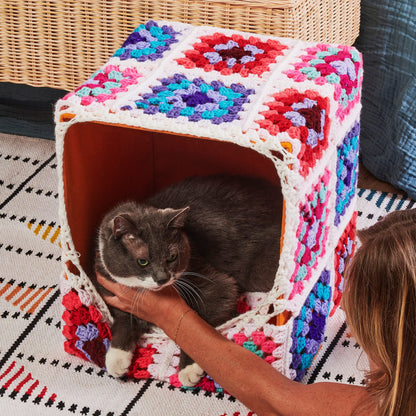 Red Heart Pawsome Patchwork Crochet Granny Square Pet Bed Crochet Pet Bed made in Red Heart All in One Granny Square Yarn