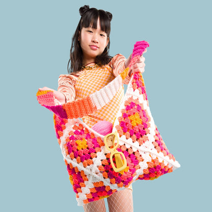 Red Heart Crochet Granny Square Serenity Bag Citrus Twist