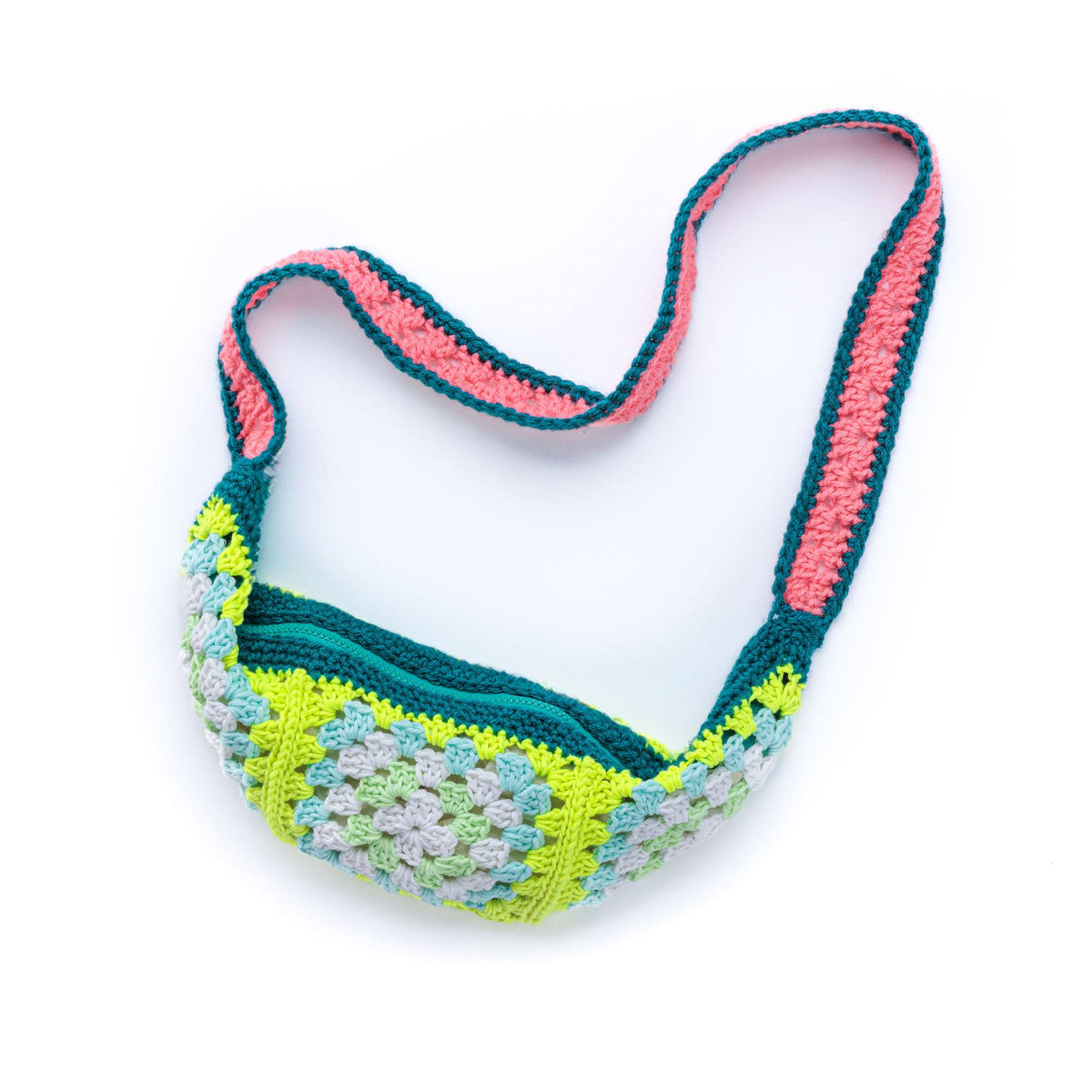 Radiant Crochet Glowy Granny Cross Body Bag made using Red Heart yarn