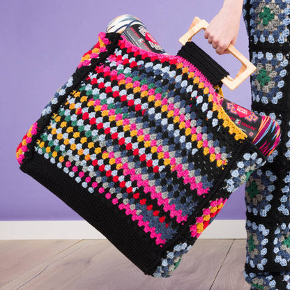Red Heart Granny Squares & Stripes Crochet Tote Granny Squares & Stripes Crochet Tote made using Red Heart yarn