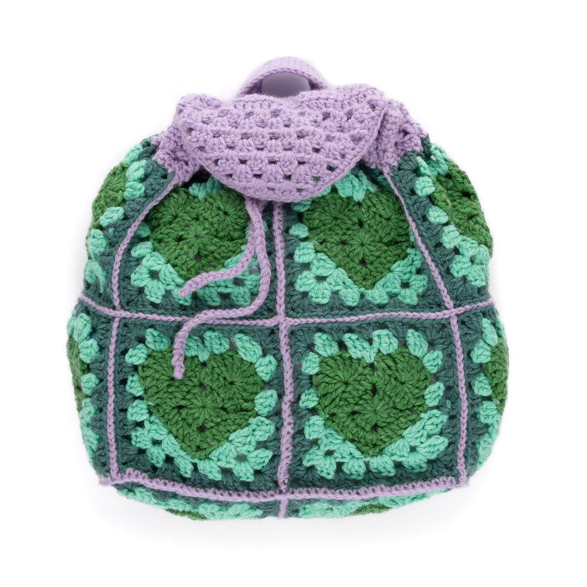 Pack A Heart Crochet Backpack made using Red Heart yarn
