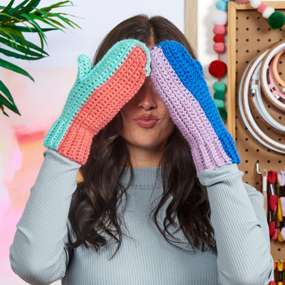 Red Heart Crochet Half & Half Mittens All Variants