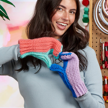 Red Heart Crochet Half & Half Mittens All Variants