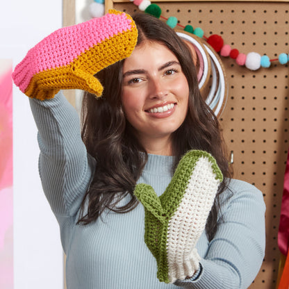 Red Heart Crochet Half & Half Mittens All Variants