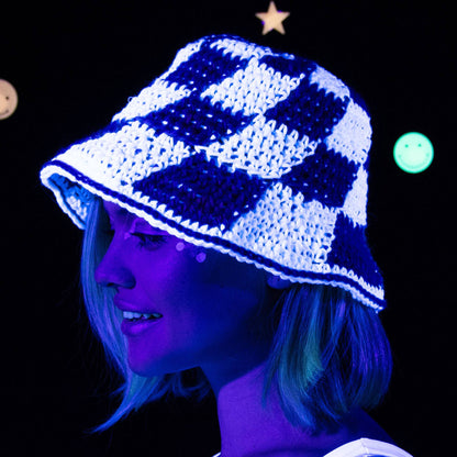 Red Heart Crochet Glow-y Checkerboard Hat Crochet Glow-Y Checkerboard Hat made using Red Heart yarn
