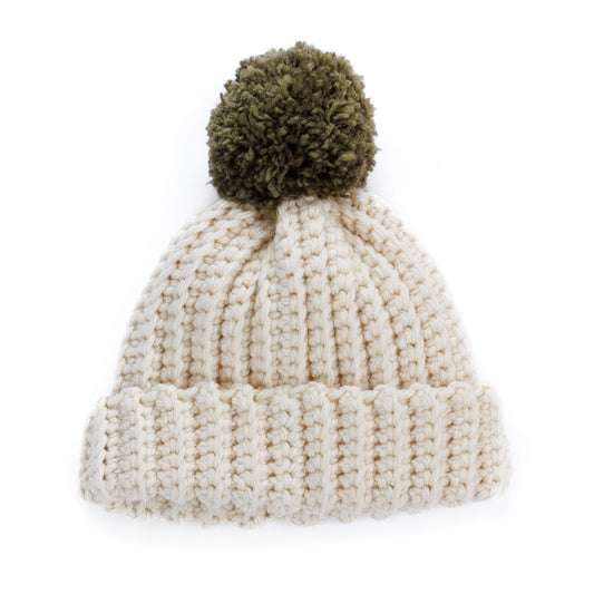 Crocheted beanie with a pom-pom, Version 1