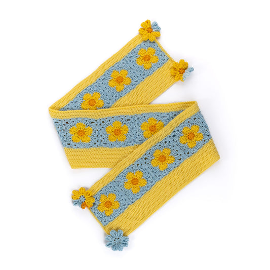  Crochet Flower Power Scarf made using Red Heart yarn