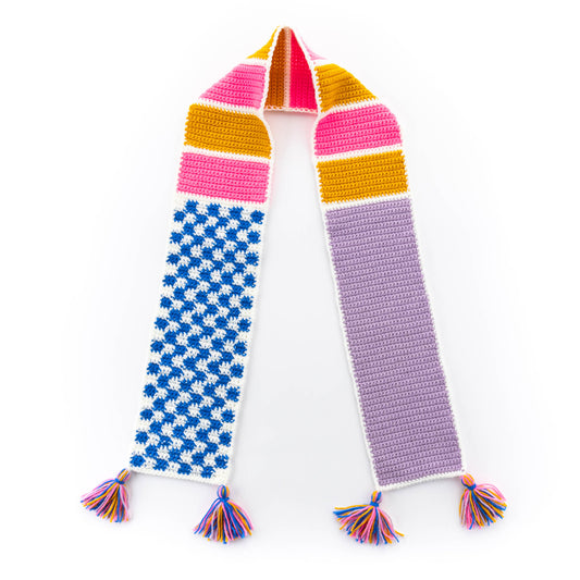 Crochet Color Crazy Scarf made using Red Heart yarn
