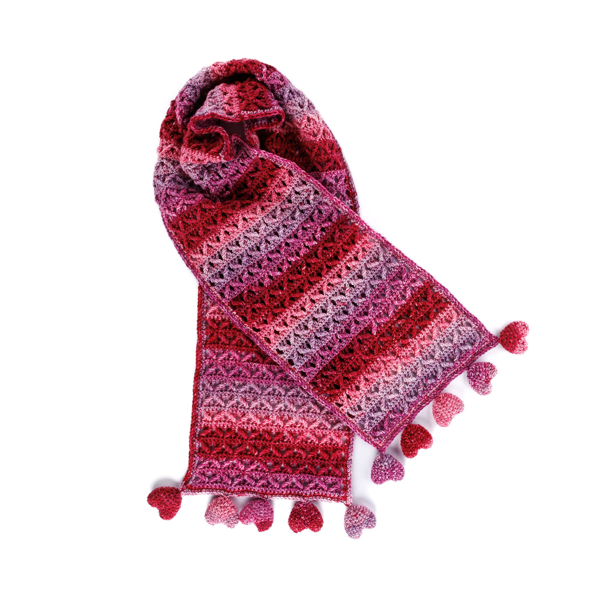 Xoxo Crochet Scarf made using Red Heart yarn
