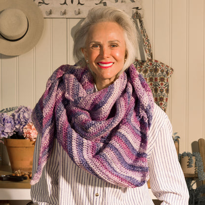 Red Heart Grow As You Go Crochet Shawl Indigo