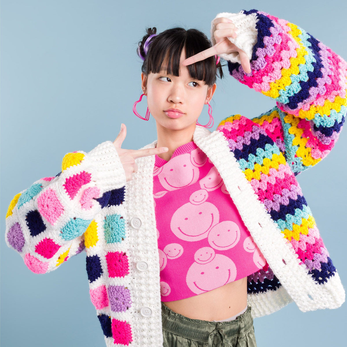 On The Bright Side Crochet Cardigan made using Red Heart yarn