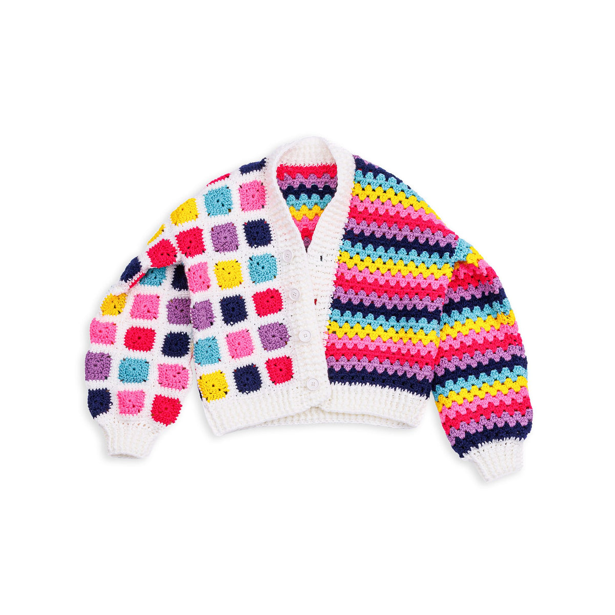 On The Bright Side Crochet Cardigan made using Red Heart yarn